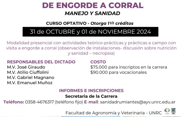 Curso «Enfermedades en los sistemas de engorde a corral»