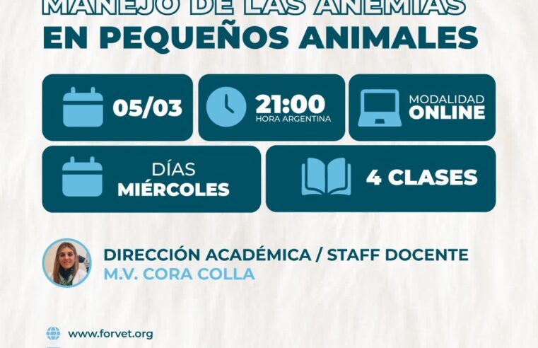 CURSO: MANEJOS DE LAS ANEMIAS EN PEQUEÑOS ANIMALES